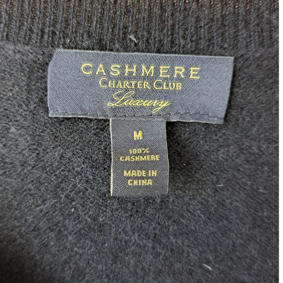 Charter Club Luxury 100% Cashmere V-neck Sweater in Black Size Medium - Picture 5 of 7